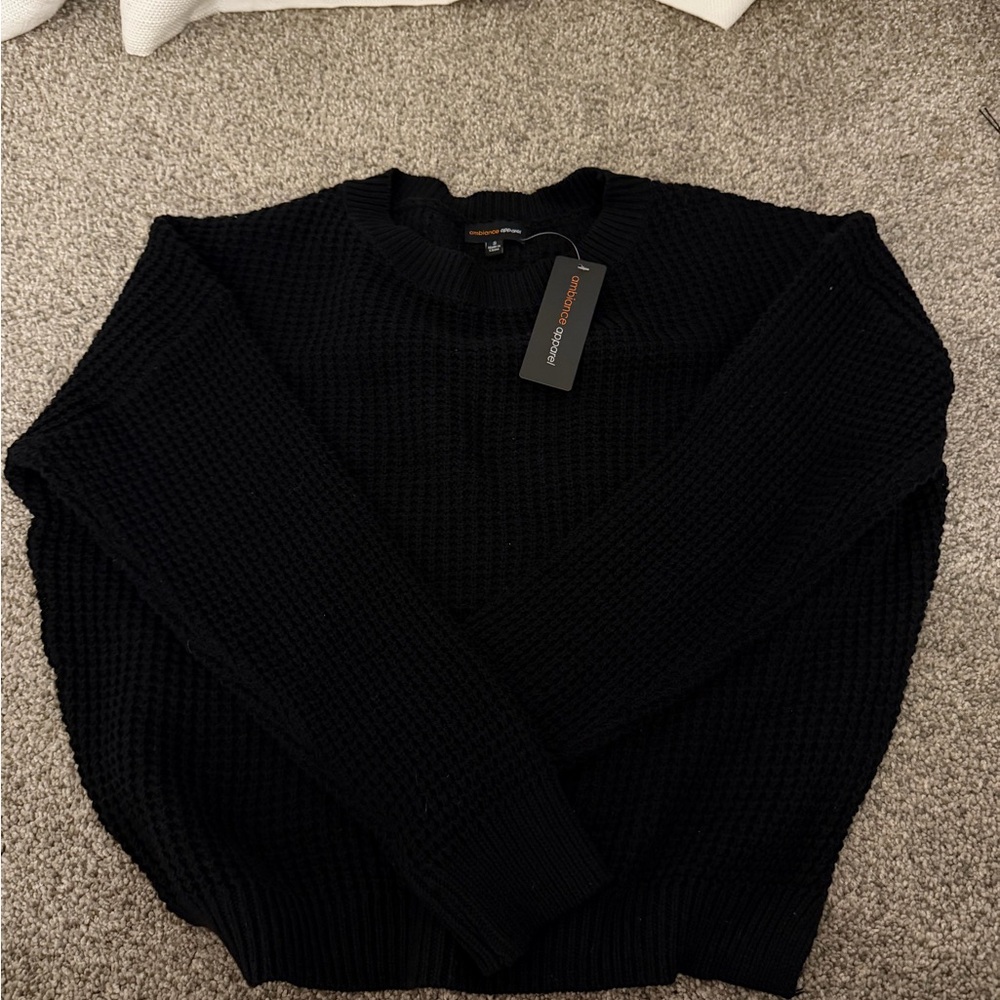 Ambiance Women’s Black Crewneck Sweater